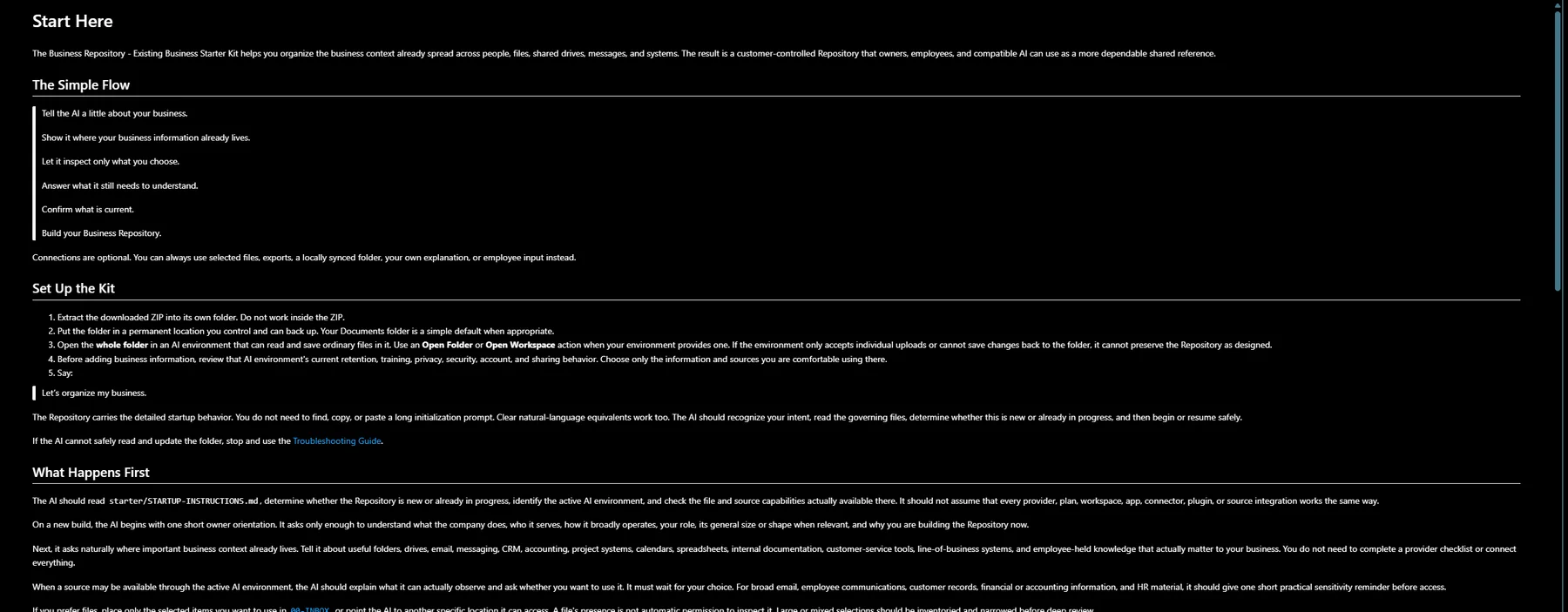 Included Start Here guide with setup and first-use instructions.